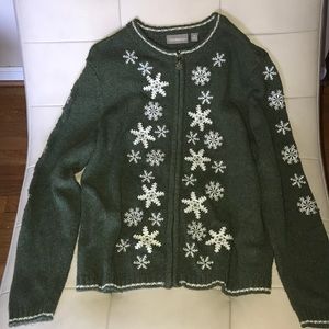 Women’s winter design medium zip up sweater mint